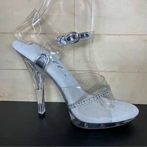 Ellie Jewel Stiletto Heels Clear Women's Size 7 Shoes Rhinestones Transparent